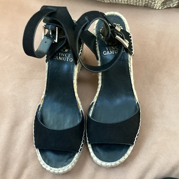Vince Camuto espidrelles sandals leather &  weave wedge new ! Size 6.5 - Picture 2 of 10